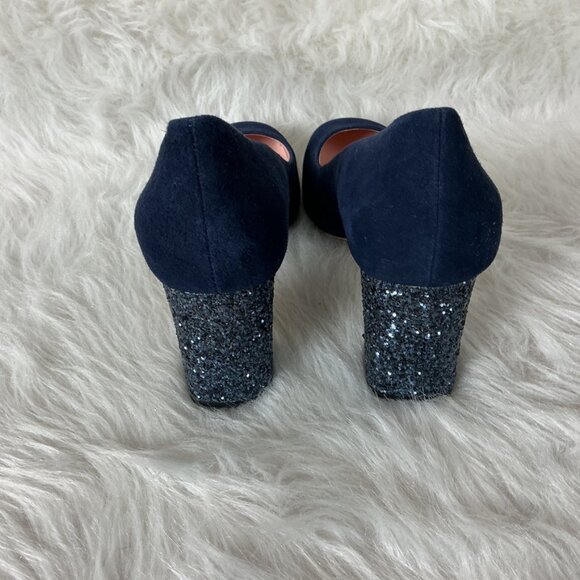 Kate Spade Blue Suede Glitter Heel Pumps 8M
